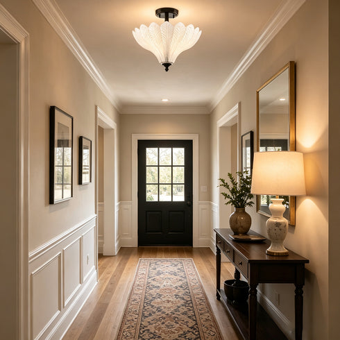 Ravello Black 3-Light Semi-Flush Mount Ceiling Light with Frosted Glass Shade