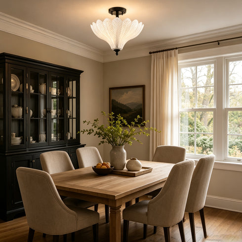 Ravello Black 3-Light Semi-Flush Mount Ceiling Light with Frosted Glass Shade