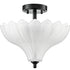 Ravello Black 3-Light Semi-Flush Mount Ceiling Light with Frosted Glass Shade