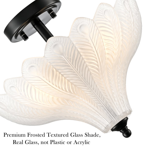 Ravello Black 3-Light Semi-Flush Mount Ceiling Light with Frosted Glass Shade