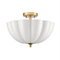 Orvieto Art Deco Scalloped Milk Glass Semi-Flush Mount Ceiling Light in Antique Brass