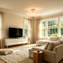 Orvieto Art Deco Scalloped Milk Glass Semi-Flush Mount Ceiling Light in Antique Brass
