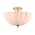 Orvieto Art Deco Scalloped Milk Glass Semi-Flush Mount Ceiling Light in Antique Brass