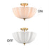 Orvieto Art Deco Scalloped Milk Glass Semi-Flush Mount Ceiling Light in Antique Brass