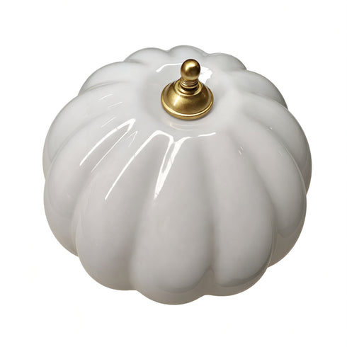 Orvieto Art Deco Scalloped Milk Glass Semi-Flush Mount Ceiling Light in Antique Brass