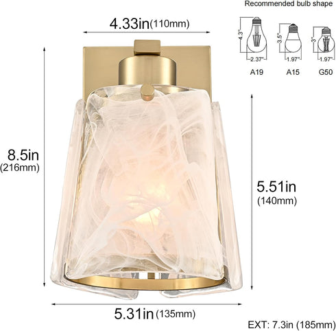Amalfi Modern Gold Wall Sconce with Smoky Glass Shade