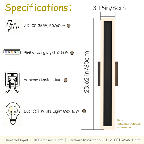 Otranto LED Outdoor Wall Light 12W IP65 Black Sconce (2-Pack)