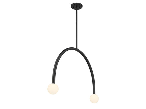 2-Light Chandelier in Natural Brass