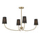 4-Light Chandelier in Natural Brass