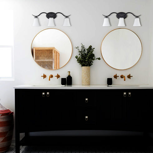 Taormina Modern Bathroom Vanity Light Fixture 3-Light Milk Glass Shade