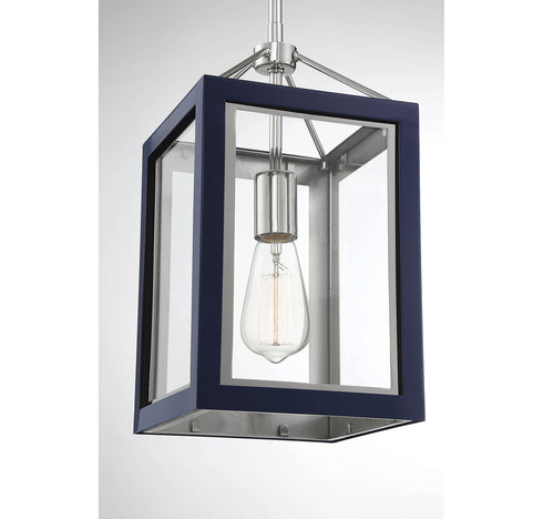 Champlin 1-Light Pendant in Gray with Polished Nickel Accents