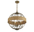 Boreal 4-Light Pendant in Burnished Brass with Rattan