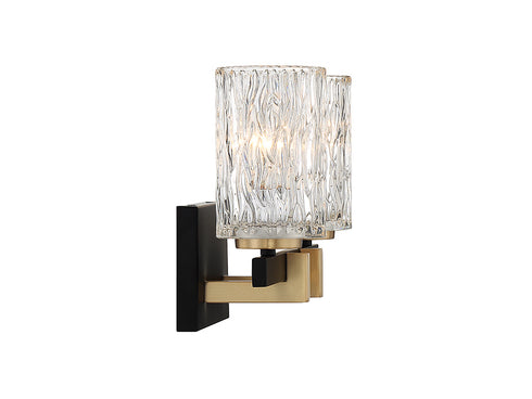 Keene 2-Light Bathroom Vanity Light in Matte Black with Warm Brass Accents