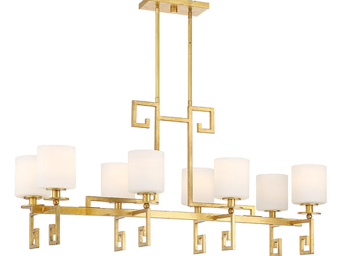 Quatrain 8-Light Linear Chandelier in True Gold