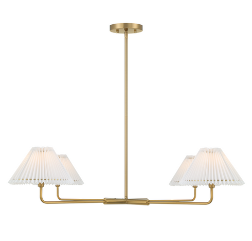 4-Light Chandelier in Natural Brass