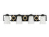 Russo 4-Light Bathroom Vanity Light in Matte Black with Warm Brass Accents
