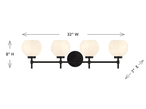 Hannah 4-Light Bathroom Vanity Light in Matte Black