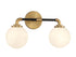Dresden 2-Light Bathroom Vanity Light in Matte Black with Warm Brass Accents