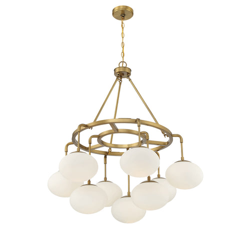 9-Light Chandelier in Natural Brass