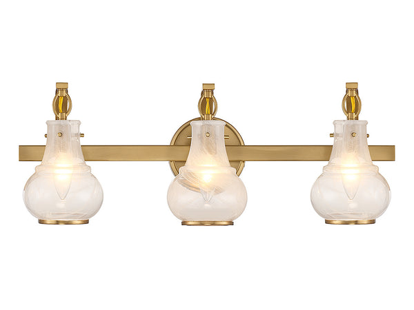 Adams 3-Light Bathroom Vanity Light in Warm Brass