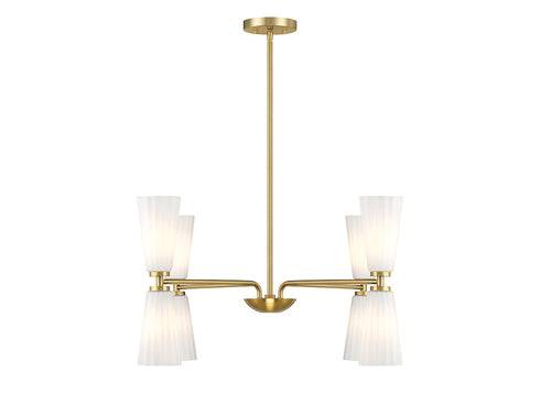 8-Light Chandelier in Natural Brass