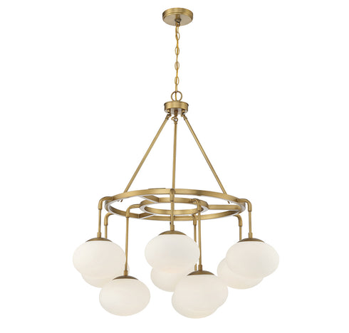9-Light Chandelier in Natural Brass