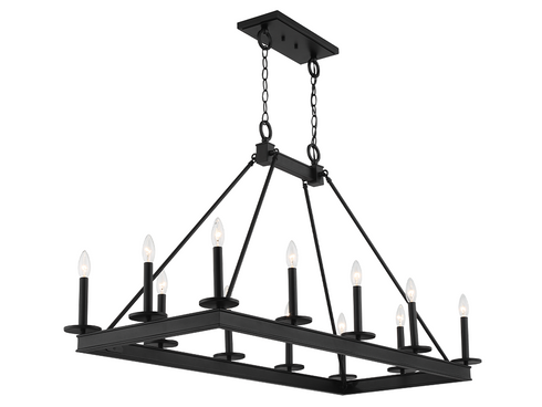 Boylston 12-Light Linear Chandelier in Matte Black