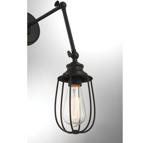 1-Light Adjustable Wall Sconce in Matte Black