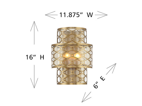 Mannheim 2-Light Wall Sconce in Warm Brass
