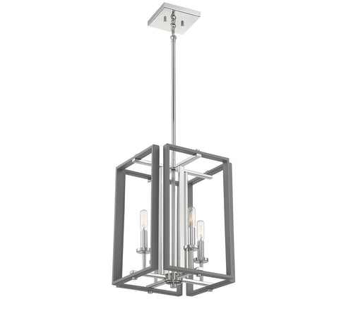 Champlin 4-Light Pendant in Navy with Polished Nickel Accents