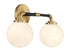 Dresden 2-Light Bathroom Vanity Light in Matte Black with Warm Brass Accents