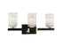 Keene 3-Light Bathroom Vanity Light in Matte Black with Warm Brass Accents