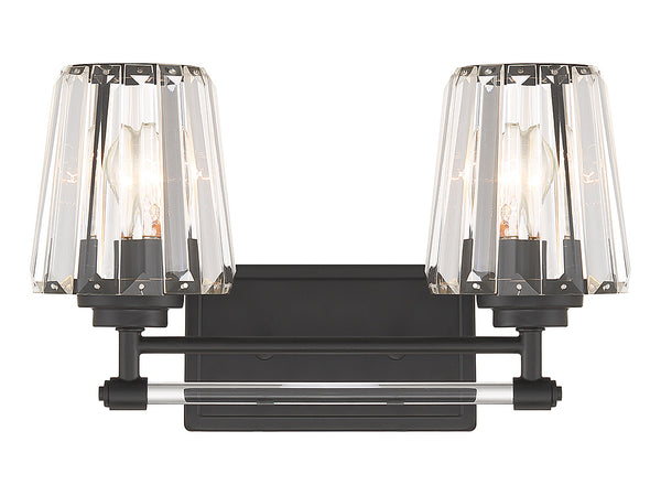 Garnet 2-Light Bathroom Vanity Light in Matte Black