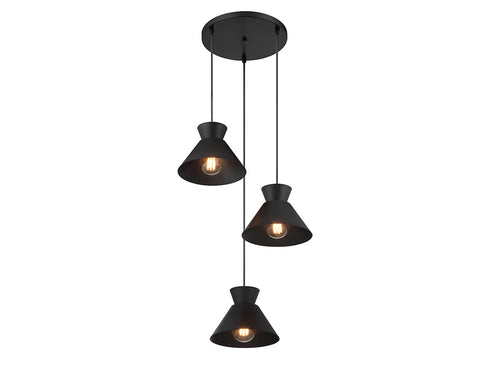 3-Light Multi-Point Chandelier in Natural Brass