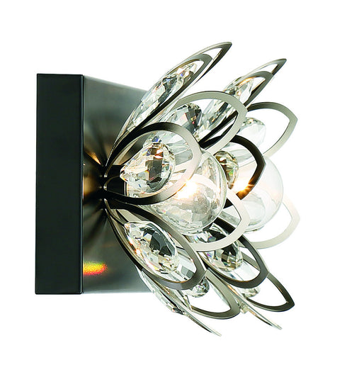 Poppy 2-Light Bathroom Vanity Light in Matte Black with Satin Nickel Accents