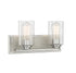 Sheppard 2-Light Bathroom Vanity Light in Satin Nickel with Greywood