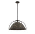 Trentino 3-Light Pendant in Gunsmoke with Gray Rattan