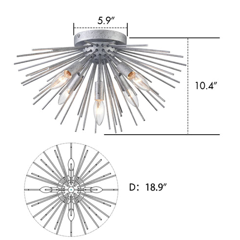 Mikonos Farmhouse Sputnik Ceiling Light Flush Mount 5-Light