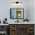 Baldo Farmhouse Black Bathroom Vanity Light Fixture with Milk Glass Shade 3-Light