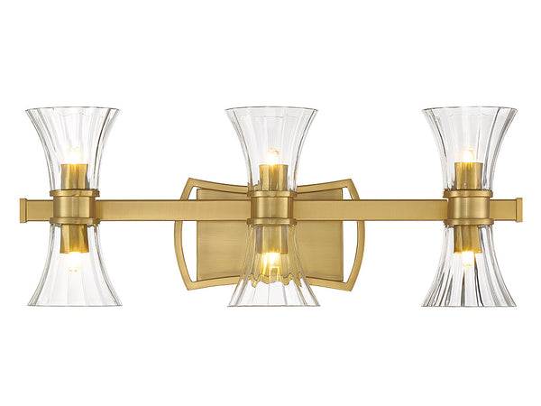 Bennington 6-Light LED Bathroom Vanity Light in Warm Brass