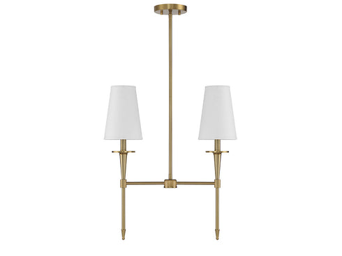Trundle 2-Light Linear Chandelier in Warm Brass