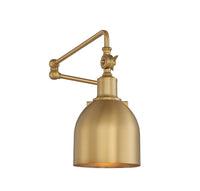 1-Light Adjustable Wall Sconce in Natural Brass