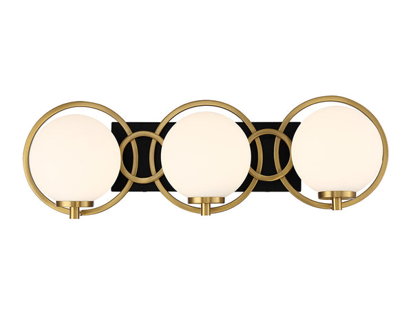 Alhambra 3-Light Bathroom Vanity Light in Matte Black with Warm Brass