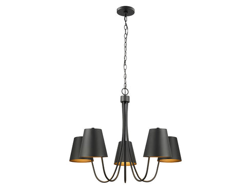 5-Light Chandelier in Matte Black