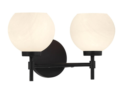 Hannah 2-Light Bathroom Vanity Light in Matte Black