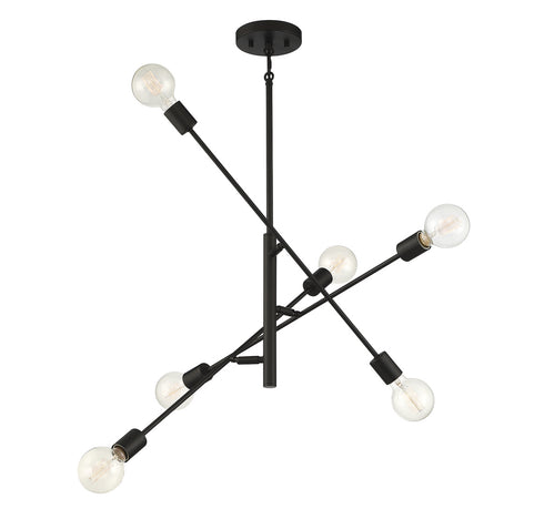 6-Light Chandelier in Natural Brass
