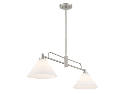 2-Light Linear Chandelier in Natural Brass