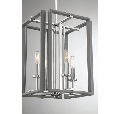 Champlin 4-Light Pendant in Navy with Polished Nickel Accents