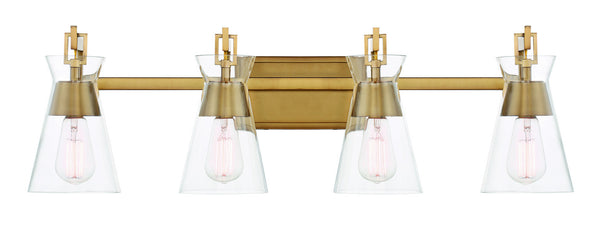 Lakewood 4-Light Bathroom Vanity Light in Warm Brass
