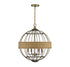 Boreal 4-Light Pendant in Burnished Brass with Rattan